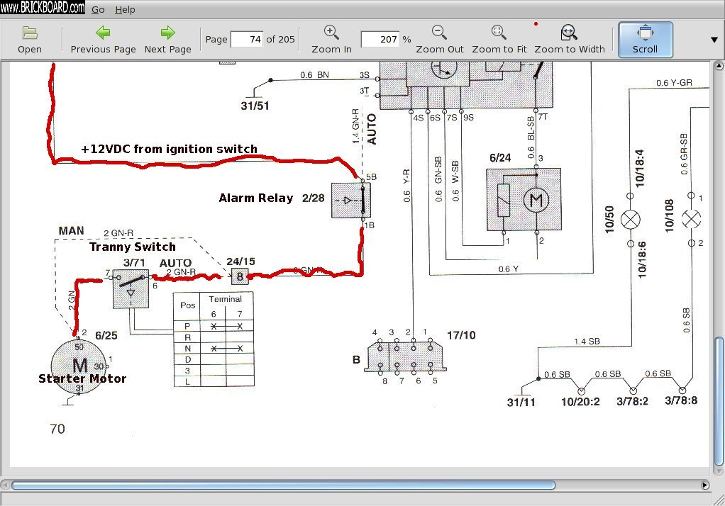 Volvo 850 -- Starter circuit-simplified